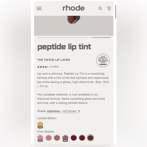 RHODE Espresso Peptide Lip Tint - Picture 3 of 7